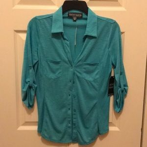 NWT - Teal button up 3/4 sleeve shirt